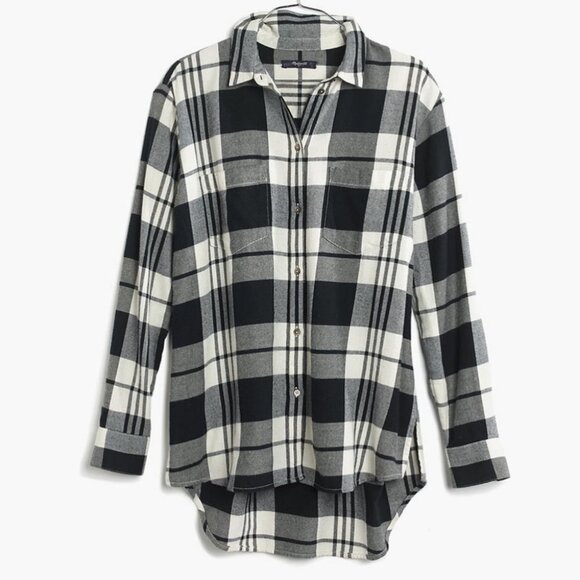 Madewell Oversized Flannel Shirt Lamont Plaid Tomboy Shirttail Top Size XXS Boho - Picture 3 of 9